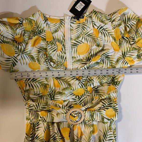 Fashion Nova Women's Lemon Drop Hi Low Long Sleeve V Neck Dress‎ Size L NWT - Picture 12 of 15